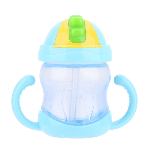 240ml Cute Baby Cups Kid Water Bottle Handle Cup Children Learn Drinking  Feeding Straw Bottle Training Water Cup  #LD789