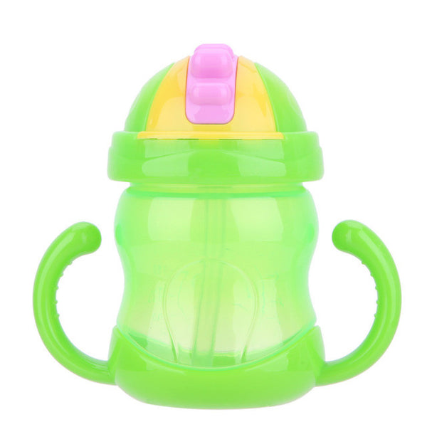 240ml Cute Baby Cups Kid Water Bottle Handle Cup Children Learn Drinking  Feeding Straw Bottle Training Water Cup  #LD789