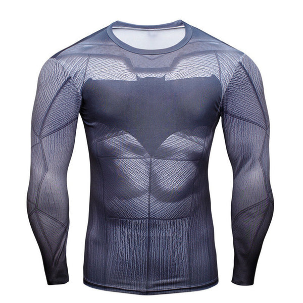 Compression Shirt Batman VS Superman 3D Printed T-shirts Men Raglan Long Sleeve Cosplay Costume Fit Clothing Fitness Tops Male