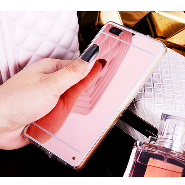 Luxury Mirror Soft Case For Huawei P8 lite Case Fashion TPU Frame Cover For Huawei Ascend P8 P9 lite Plus Ultra Slim Phone Case