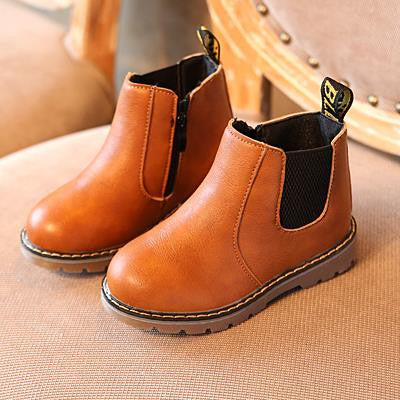 Children's shoes autumn winter 2016 boys girls low short leisure leather retro Martin waterproof boots kids botas infantis 489