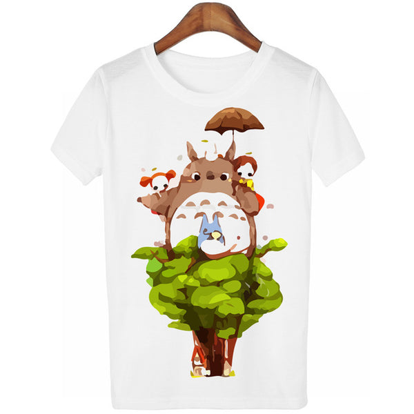 Casual T-shirt Women T Shirt Harajuku Totoro Print Camisetas Mujer Tops o-neck tshirt Cute Tees Femme