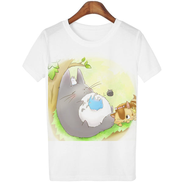 Casual T-shirt Women T Shirt Harajuku Totoro Print Camisetas Mujer Tops o-neck tshirt Cute Tees Femme