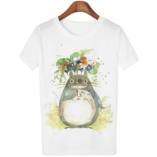 Casual T-shirt Women T Shirt Harajuku Totoro Print Camisetas Mujer Tops o-neck tshirt Cute Tees Femme