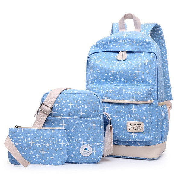 2017 Fashion Star Women Canvas Backpack Schoolbags School For Girl Teenagers Casual Travel Bags Rucksack Cute Printing Children