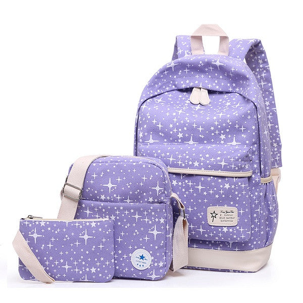 2017 Fashion Star Women Canvas Backpack Schoolbags School For Girl Teenagers Casual Travel Bags Rucksack Cute Printing Children