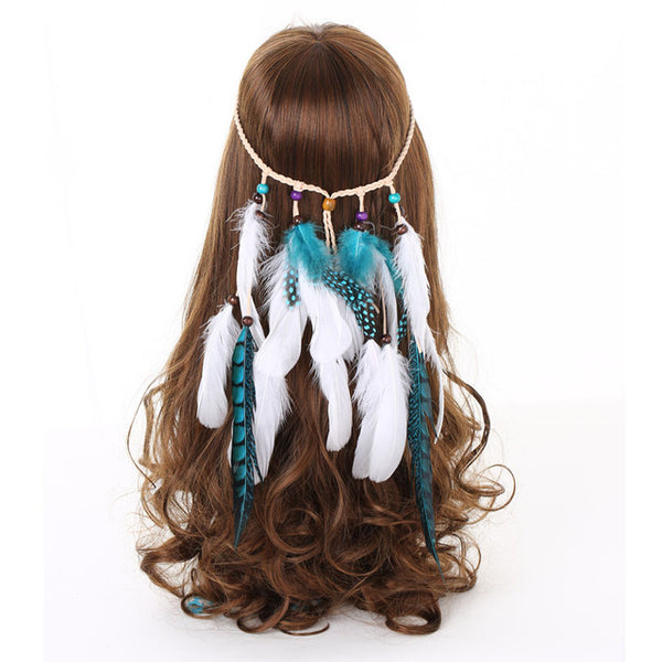 Feather Headband Women 2017 Festival Feather Headband Hippie Headdress Hair Accessories Boho Peacock Feather Headdress