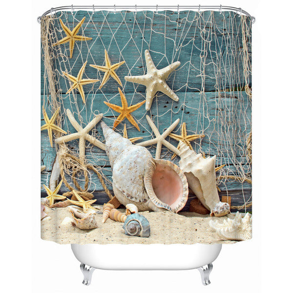 Starfish on The Beach Shower Curtains Bathroom Curtain Waterproof Fabric-shower-curtain High Quality Bathroom Products Y-185