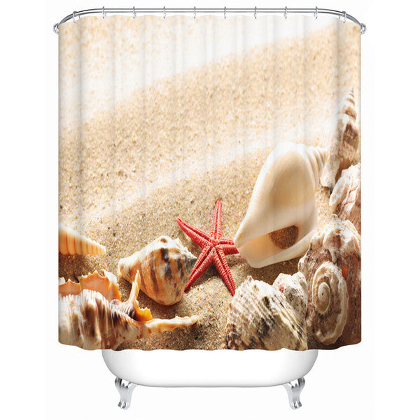 Starfish on The Beach Shower Curtains Bathroom Curtain Waterproof Fabric-shower-curtain High Quality Bathroom Products Y-185