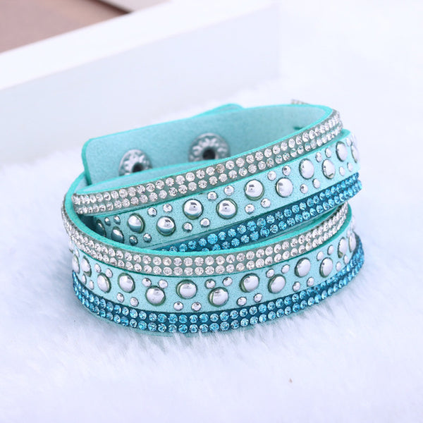 2016  New foreign Aliexpress sell fashion and personality, selling leather  hot drilling and multilayer bracelet