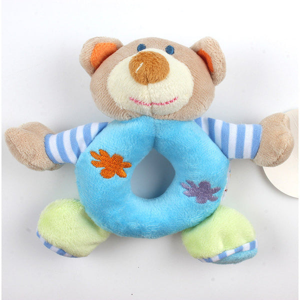 Baby Cartoon Animal Shape Bear Rattle Bell Newborn Hand Grasp Toys Soft Plush Infant Rattle Bells Crib Multifunction Dolls