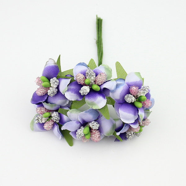 6pcs 3cm Artificial Stamen Bud Berry flower for Wedding Candy Box Decoration Scrapbooking DIY wreaths Fake Flowers