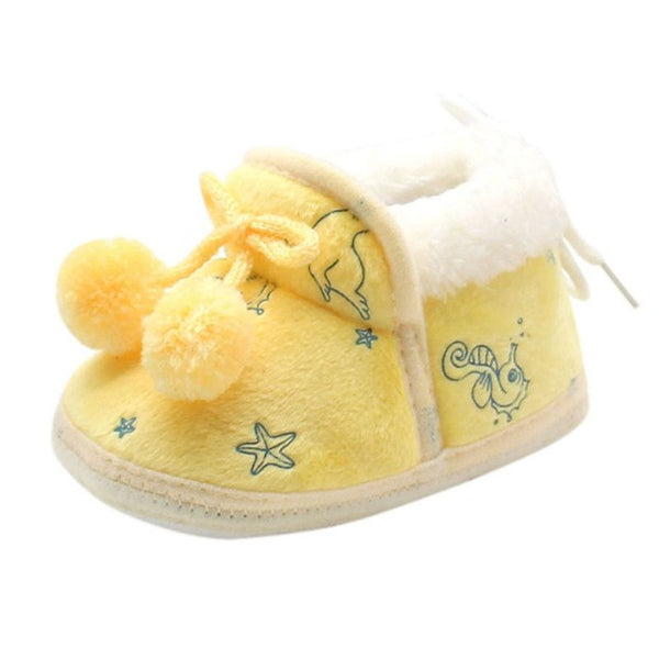 3Colors Sweet Newborn Baby Girls Princess Bowknot Winter Warm First Walkers Soft Soled Infant Toddler Kids Girl Cack Shoes