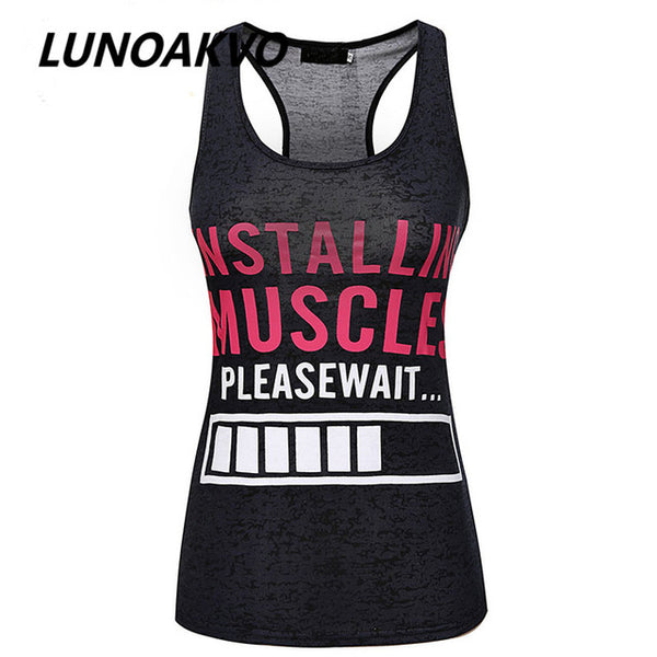 Installing Muscles Please Wait. Funny women's workout tank top. Burnout tank.Lifting Shirt. Workout clothing. Fitness apparel