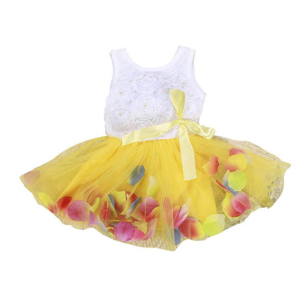 New Summer Girls Sweet Bow Gown Dress Baby Aestheticism Fairy Tale Petals Colorful Dress Chiffon Princess Newborn Baby Dresses