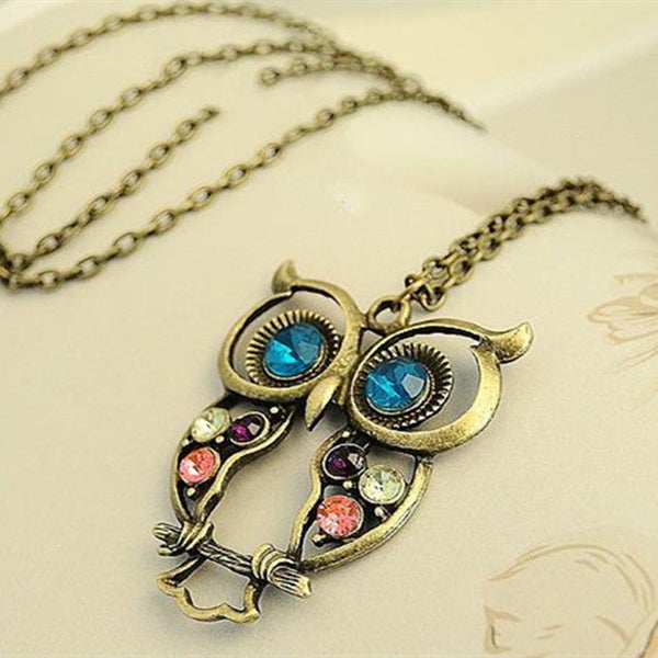 Vintage Necklaces Women Owl Feather Heart Butterfly Cat Pendant Necklace Antique Collares Fashion Jewelry Bijoux One Direction