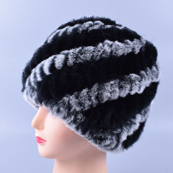 Genuine Rex Fur Pom poms Snow Cap Winter Hats for Girls Skull Cap Real Fur Knitting Rabbit Skullies Beanies Women Hats LQ11169