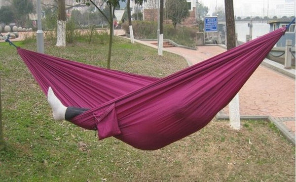 Portable Nylon Parachute Double Hammock Garden Outdoor Camping Travel Furniture Survival Hammock Swing Sleeping Bed For 2 Person