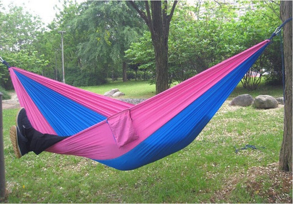 Portable Nylon Parachute Double Hammock Garden Outdoor Camping Travel Furniture Survival Hammock Swing Sleeping Bed For 2 Person