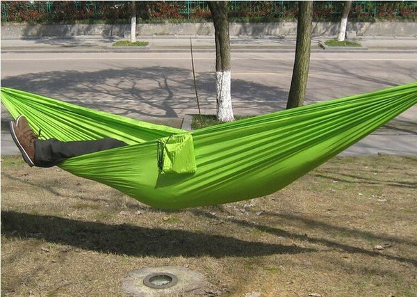 Portable Nylon Parachute Double Hammock Garden Outdoor Camping Travel Furniture Survival Hammock Swing Sleeping Bed For 2 Person