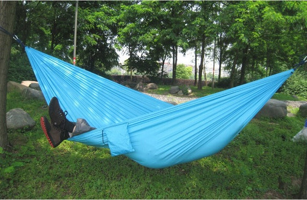 Portable Nylon Parachute Double Hammock Garden Outdoor Camping Travel Furniture Survival Hammock Swing Sleeping Bed For 2 Person