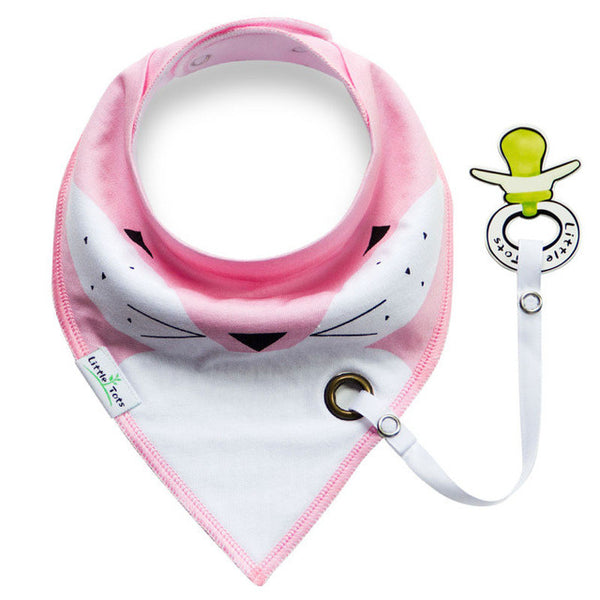 Multi-function Cotton bibs with Pacifier Unique Cartoon Triangle Cotton Towel Baby Bib Slobber Double Children's Accessories