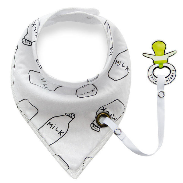 Multi-function Cotton bibs with Pacifier Unique Cartoon Triangle Cotton Towel Baby Bib Slobber Double Children's Accessories