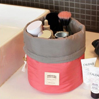 Maras Dream Barrel Shaped Travel Cosmetic Bag Nylon High Capacity Drawstring Elegant Drum Wash Bags Makeup Organizer Storage Bag