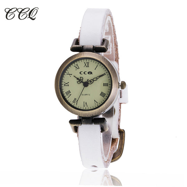 CCQ Brand Fashion Roma Vintage Cow Leather Bracelet Watch Casual Women WristWatch Luxury Quartz Watch Relogio Feminino 1909