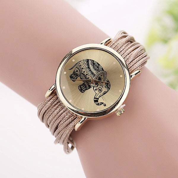 New Women Leather Bracelet Watches Fashion Casual Elephant Wrist Watches Relojes Mujer Relogio Feminino Clock 2015 BW1687