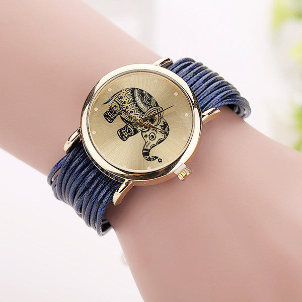 New Women Leather Bracelet Watches Fashion Casual Elephant Wrist Watches Relojes Mujer Relogio Feminino Clock 2015 BW1687