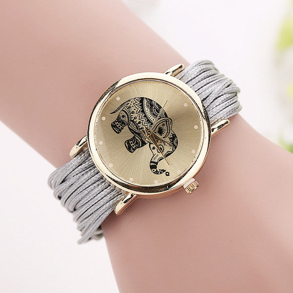 New Women Leather Bracelet Watches Fashion Casual Elephant Wrist Watches Relojes Mujer Relogio Feminino Clock 2015 BW1687