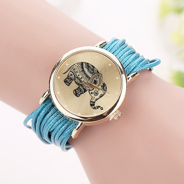 New Women Leather Bracelet Watches Fashion Casual Elephant Wrist Watches Relojes Mujer Relogio Feminino Clock 2015 BW1687