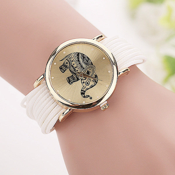 New Women Leather Bracelet Watches Fashion Casual Elephant Wrist Watches Relojes Mujer Relogio Feminino Clock 2015 BW1687