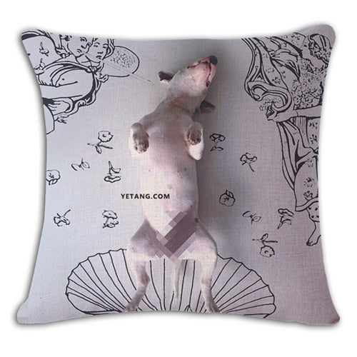 18'' Square Bullterrier Cushion Covers Dog Pet Soft Material Pillow Cases For Kids Baby Girl Boy Bedroom Decor Drop Shipping