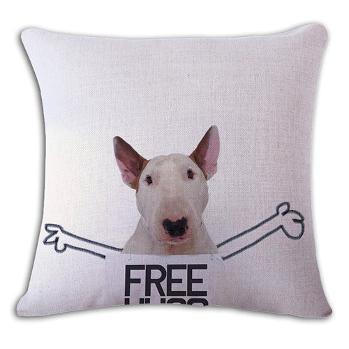 18'' Square Bullterrier Cushion Covers Dog Pet Soft Material Pillow Cases For Kids Baby Girl Boy Bedroom Decor Drop Shipping