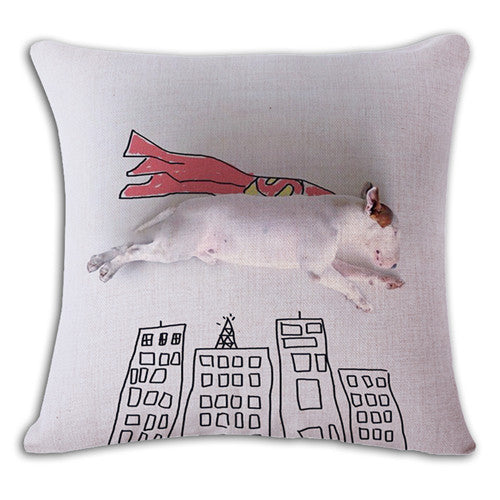 18'' Square Bullterrier Cushion Covers Dog Pet Soft Material Pillow Cases For Kids Baby Girl Boy Bedroom Decor Drop Shipping