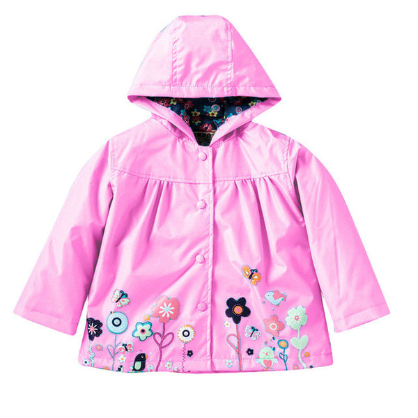 Hot Sale Coat Girls Cute Flowers Cartoon Children Set Waterproof Windbreaker Cardigan Jacket Girls Boys Rain Coat Outwear Suits