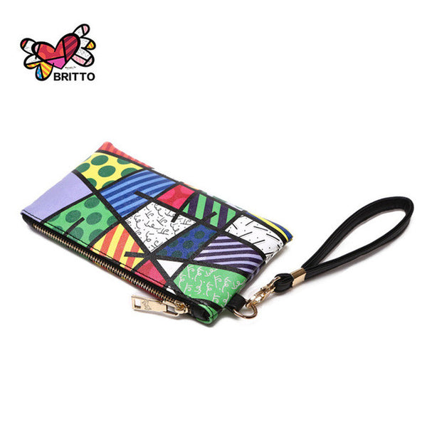 ROMERO BRITTO Girls Pu Leather Coin Purse Graffiti Mini Wallet Women Zipper Coin Bag Vogue Ladies Clutch bag