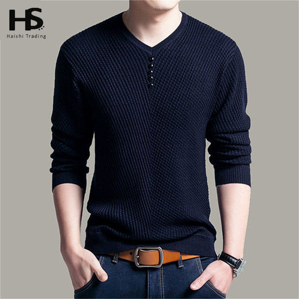 Solid Color Pullover Men V Neck Sweater Men Long Sleeve Shirt Mens Sweaters Wool Casual Dress Brand Cashmere Knitwear Pull Homme