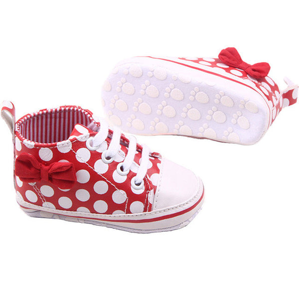 Girl Slip-On Sneaker Toddler Kid Comfy Polka Dots Pu Leather Baby Shoes