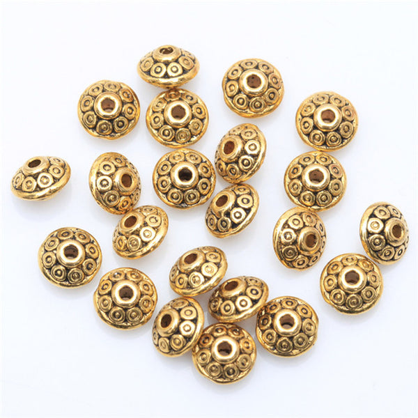 Wholesale Price 100pcs Tibetan Silver Beads Antique Metal Gold Cone pattern Spacer Beads  6mm for Jewelry Making(yiwu)
