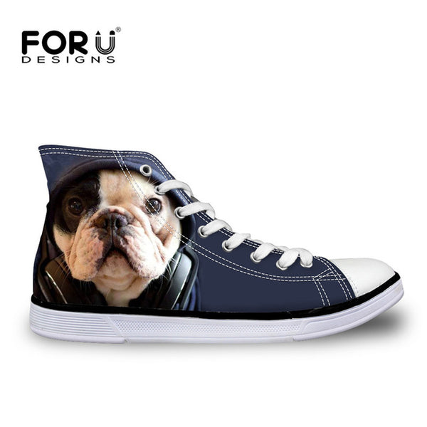 FORUDESIGNS Fashion Mens Casual Shoes 3D Animals Wolf High Top Shoes,Pet Dog Husky Printed Flats Man Canvas Shoes Male Footwear