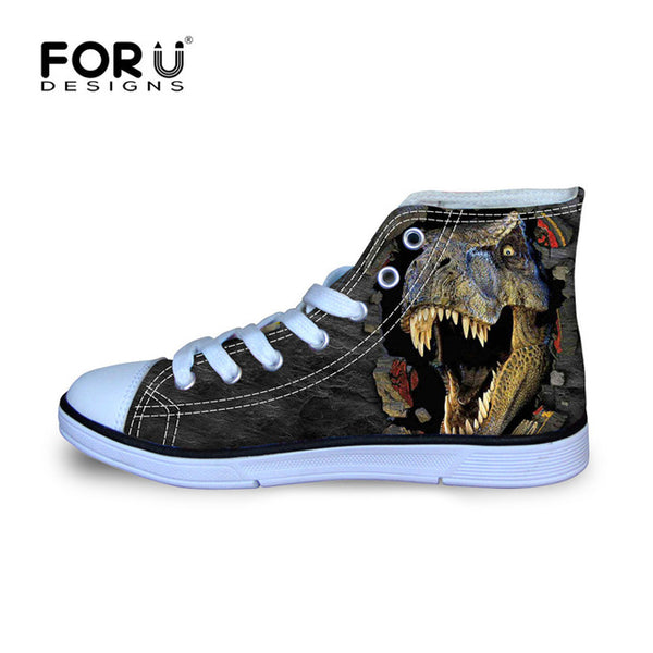 FORUDESIGNS Fashion Mens Casual Shoes 3D Animals Wolf High Top Shoes,Pet Dog Husky Printed Flats Man Canvas Shoes Male Footwear