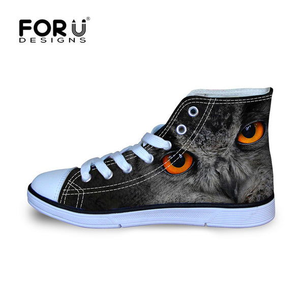 FORUDESIGNS Fashion Mens Casual Shoes 3D Animals Wolf High Top Shoes,Pet Dog Husky Printed Flats Man Canvas Shoes Male Footwear