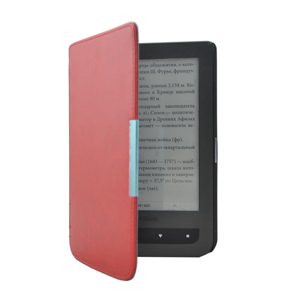 Ultra thin slim PU leather cover case for pocketbook touch lux 3 Ruby Red for pocketbook 614 plus pocketbook 615/625 ereader