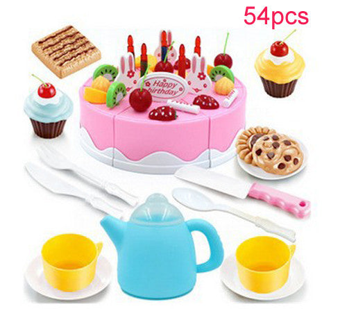 75Pcs Kitchen Toys Pretend Play Cutting Birthday Cake Food Toy Kitchen For Children  Cocina De Juguete Plastic Play Food Tea Set