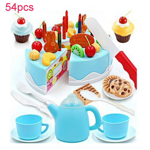 75Pcs Kitchen Toys Pretend Play Cutting Birthday Cake Food Toy Kitchen For Children  Cocina De Juguete Plastic Play Food Tea Set