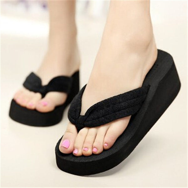 SIZE 42 Women Flip Flops Wedges Platform Slippers Beach Thick Heel Sandals Wedge Slippers Wedges Slides Women Summer Shoes