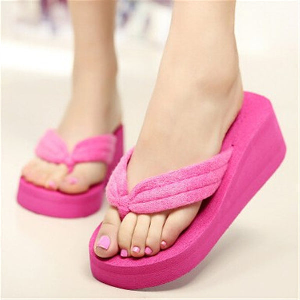 SIZE 42 Women Flip Flops Wedges Platform Slippers Beach Thick Heel Sandals Wedge Slippers Wedges Slides Women Summer Shoes